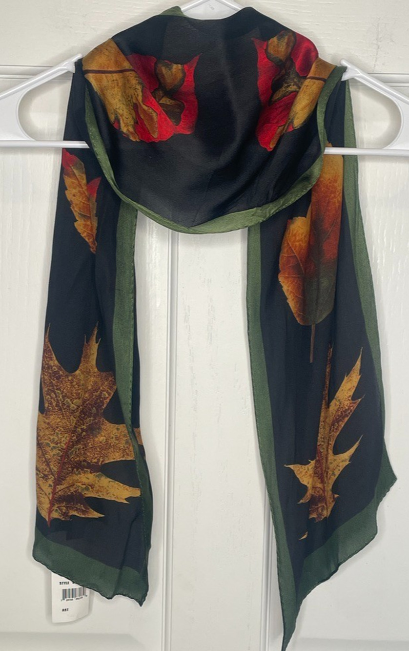 NWT Vintage Harve Benard 100% Silk Rectangle Lightweight Scarf Autumnal Boho
